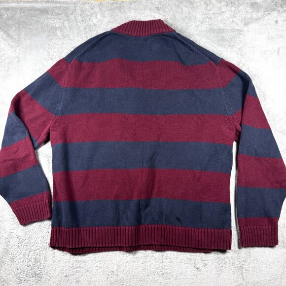 Nautica Mens 3X Red Navy Stripe Cotton Quarter Zip Pullover Sweater Big Tall - Picture 3 of 12